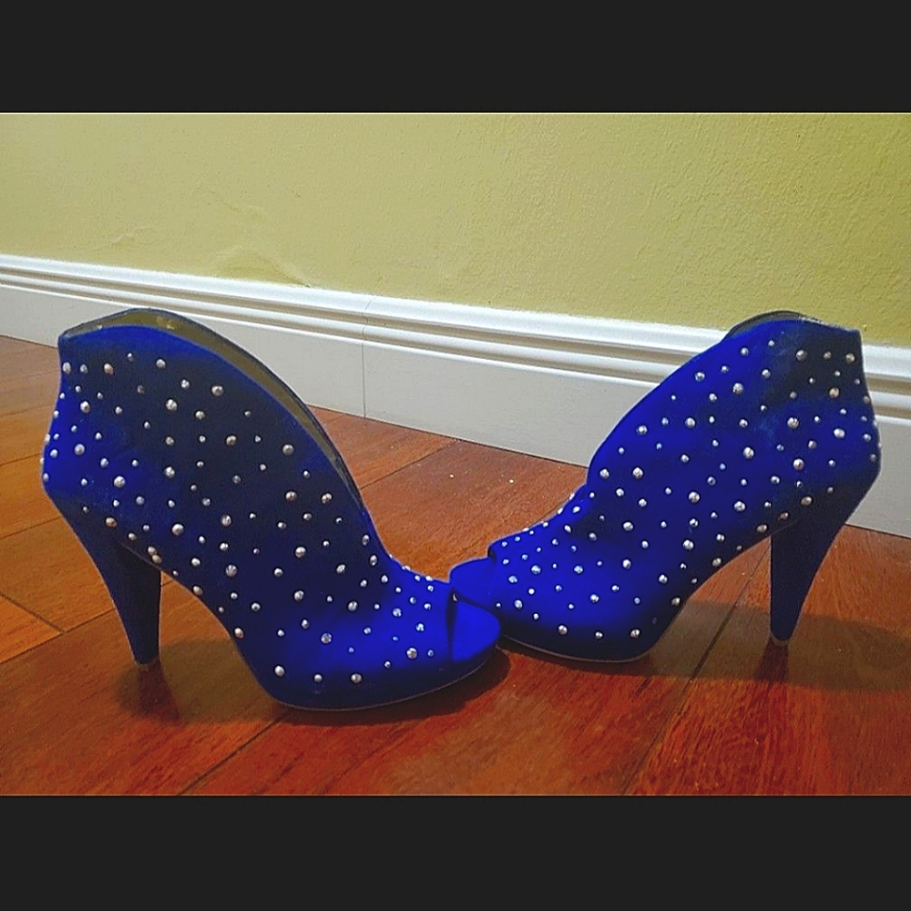 Blue studded heels